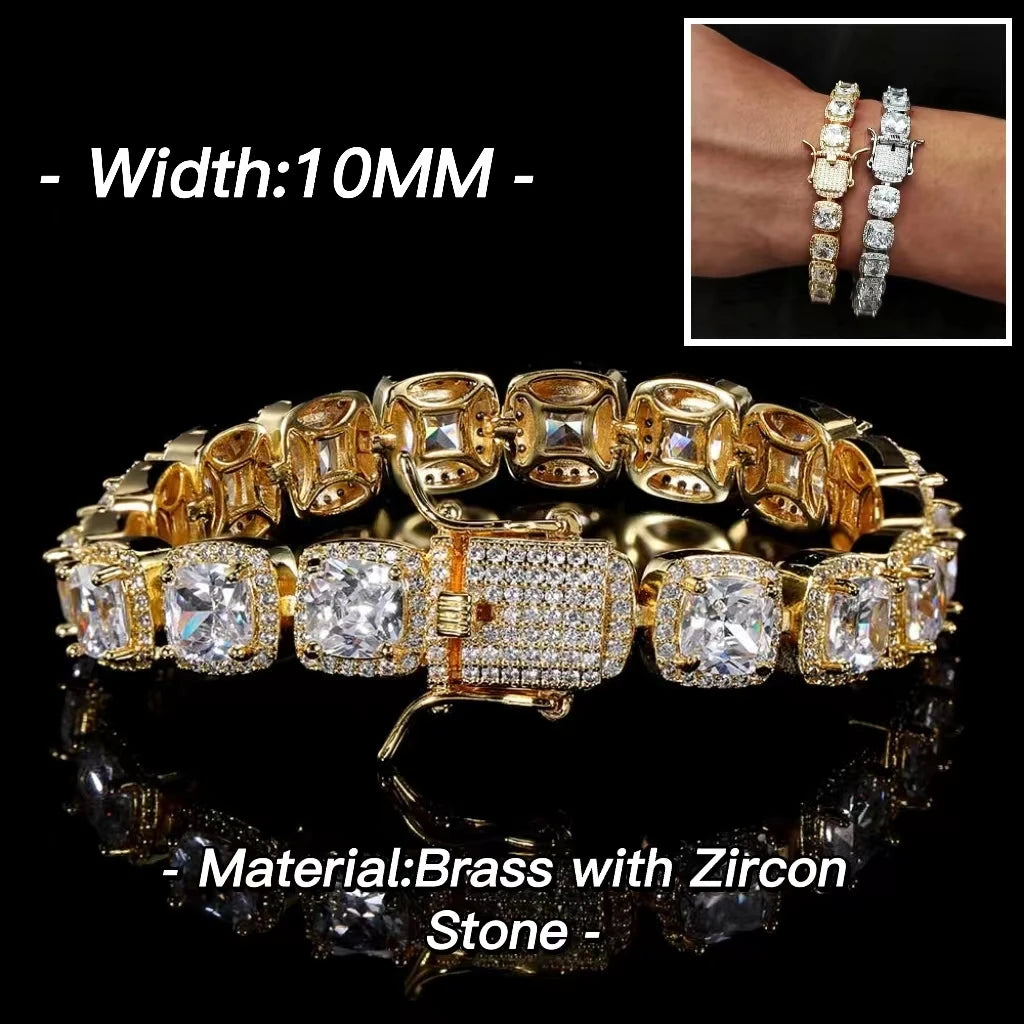 Iced Out Tennis Bracelet Stainless Steel 10/12MM