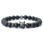 Noter Hiphop Men Bracelet Beaded 8mm Onyx Stone Braclet Wolf Lion Animal Braslet Punk Jewelry Pirate Skull Brazalete