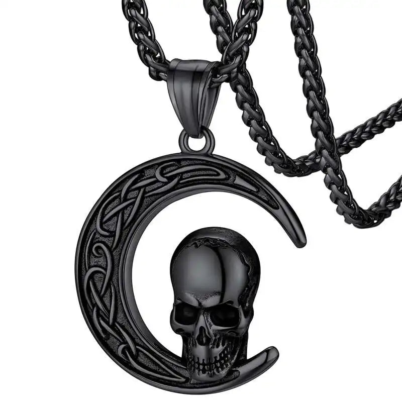 Skull Pendant Necklace — Stainless Steel Gothic