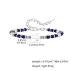 Vintage Classic Stainless Steel Cross Adjustable Bracelet for Men, Black Onyx Natural Stone Beads Chain Wristband,Trendy Jewelry