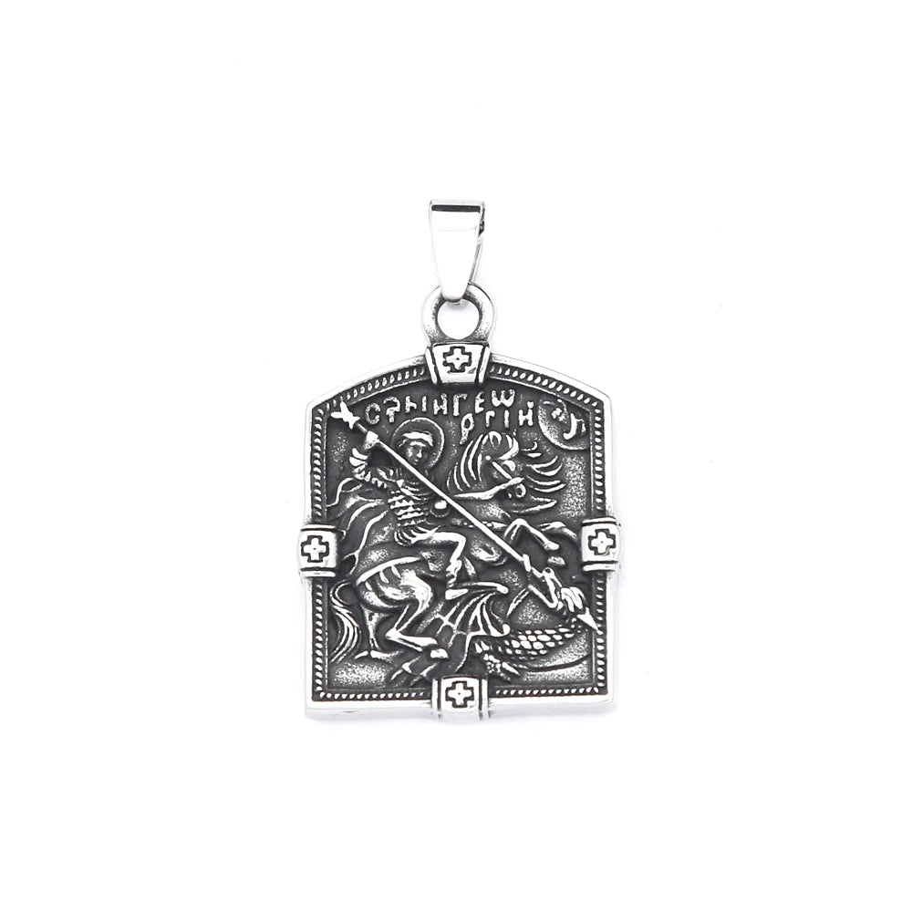 Horse Steel Pendant Vintage Stgeorge Warrior Shield