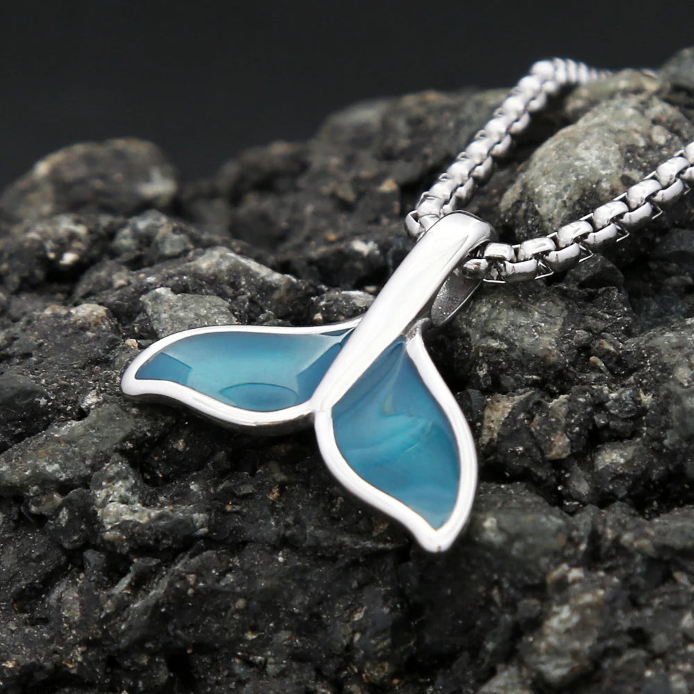 Blue Whale Tail Pendant — Stainless Steel