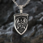 316L Steel Archangel Pendant - St Michael Necklace for Men, Catholic Amulet Jewelry, Vintage Baptism Gift Religious Accessories