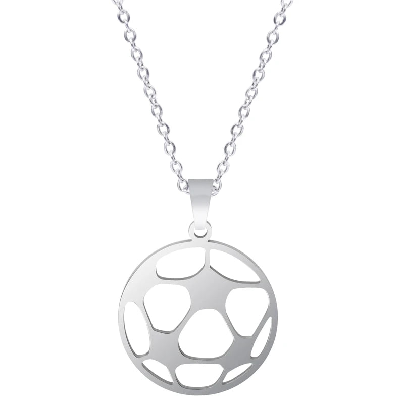Sports Ball Charm Pendant Necklace — Steel