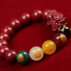 Good Luck FengShui Geomancy Man Bracelet PiXiu God of Wealth Fortune Men's Bracelets 12/14MM Cinnabar Beads Accessories