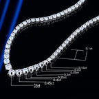 NeeTim Moissanite Tennis Necklace for Women 925 Sterling Silver with White Gold Plated Size Luxury Diamond Neck Chain