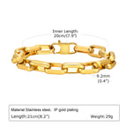 Silver Rectangle Chain Bracelet — Stainless Steel