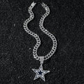Men Women Hip Hop Five-Pointed Star Pendant Necklace,with Cuban Chain Punk Star Necklaces Fashion Jewelry,Sports Fan Gift Idea