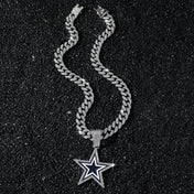 Star Pendant Necklace — Gold & Silver Cuban Chain 50cm