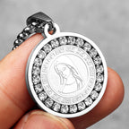 Iced Out Virgin Mary Pendant — Stainless Steel