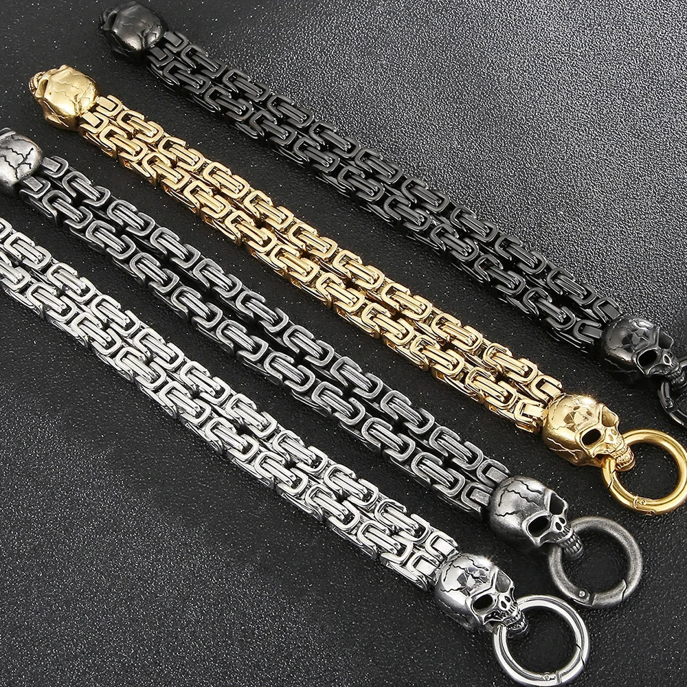 Gothic Skull Bracelet For Man 316L Stainless Steel Skeleton Charm Double Link Chain Men's Bracelets Male Cool On Hand