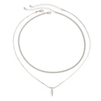 2pcs/set Rivet Pendant Thin Snake Chain Necklace for Men Punk Silver Color Cuban Link Chain Choker