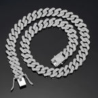 Two-Tone 14mm Iced Out Cuban Link Chain Necklace
