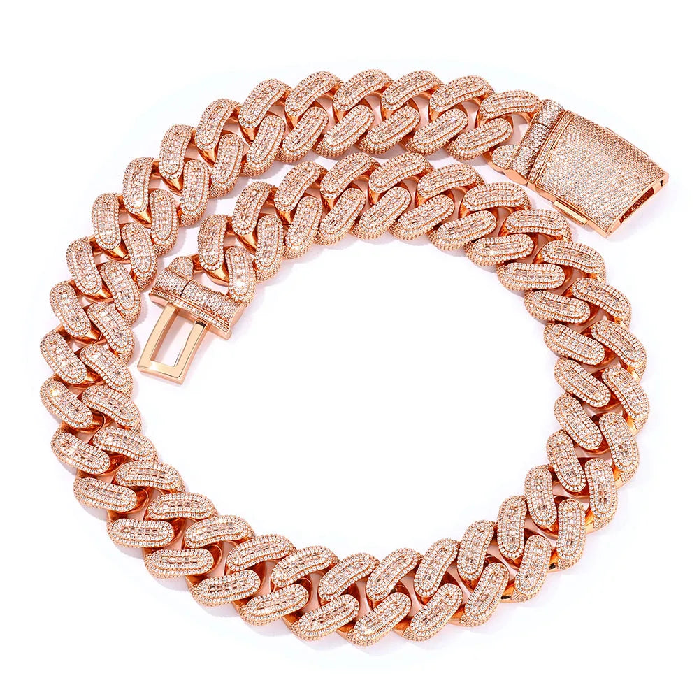 Rose Gold Cuban Chain Necklace Iced Out 29MM
