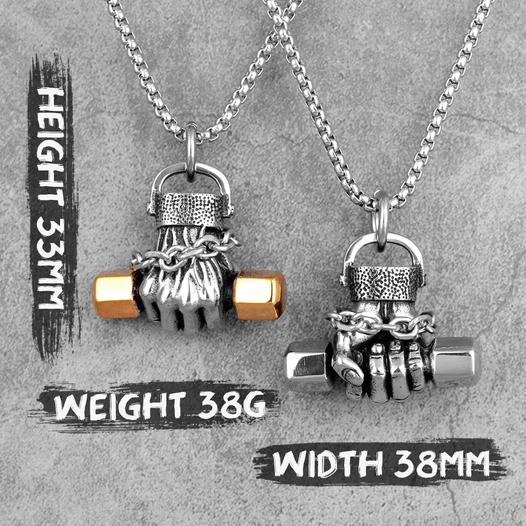 Fitness Fist Dumbbell Men Necklaces Pendants Chain Punk for Boyfriend Male Stainless Steel Jewelry Creativity Gift Wholesale