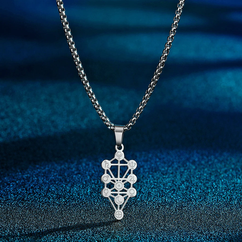 Kinitial Tarot Constellation Zodiac Pendant Necklace For Women Sacred Geometry Amulet Jewelry