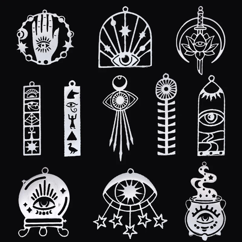3pcs Eye of Horus Charms DIY Craft Tassels Earrings Necklace Jewelry Making Devil Eye Amulet Stainless Steel Pendant