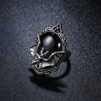 Gothic Vampire Bat Ring Crystal Ring Gothic Witch Ring Victorian Pagan Jewelry Gift For Bat Lovers Adjustable Bat Cameo Rings