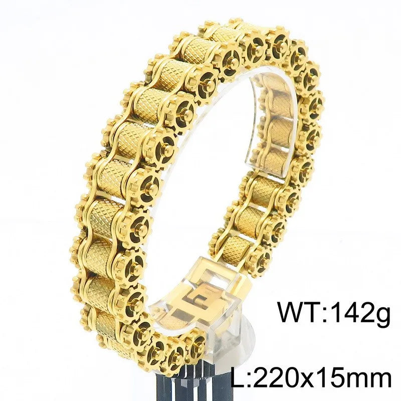 Retro Heavy Brush Stainless Steel Motorcycle Chain Bracelet 11/13MM Wide Mens Women Bike Biker Bracelets Hip-Hop Jewelry 19-23cm