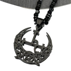 Wiccan Pentagram Triple Moon Necklace — Stainless Steel, Black