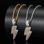 Alinoya Hip Hop Men Fashion Lightning Pendant Wholesale Jewelry Using High Quality CZ Cubic Zirconia Necklace