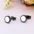 Trendy HipHop Titanium Steel Round Men's Stud Earrings Hippie Stainless Steel Black Drip Earings for Men Couple