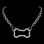 Punk Korean Dogs Bone Pendant Necklace For Women Egirl Stainless Steel Silver Color Cool Accessory Cute Diy Chain Jewelry Goth