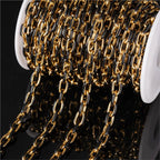 0.5m/1m Gold Plated Stainless Steel Black Enamel Paperclip Link Chain for DIY Punk Choker Necklace Jewelry Craft Making Decor