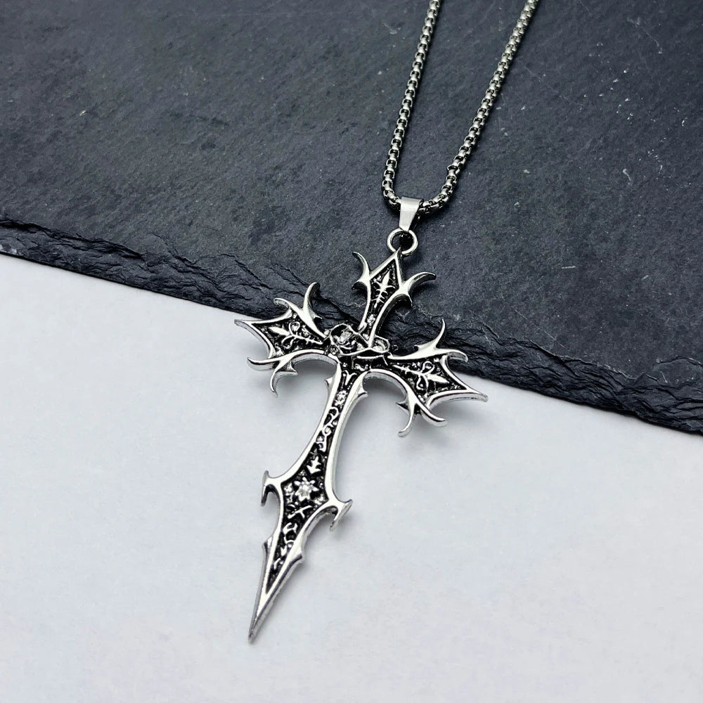 Double Sided Cross Pendant Necklace — Stainless Steel