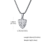 Men's Fashion Cross Shield Pendant Necklace, Waterproof Stainless Steel Punk Necklace with Box Chain, Retro Jewelry
