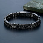 Punk Trendy Motorcycle Men's and Women's Chain Bracelet Retro Black Stainless Steel Bracelet Magnetic Buckle For boyfriend Ｇifts