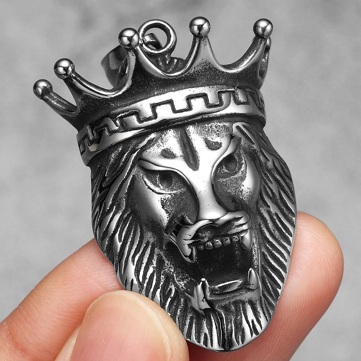 Crown Lion Unique Men Necklace Stainless Steel Pendant Chain Hip Hop Punk Jewelry Biker Male Accessories Gifts Daily