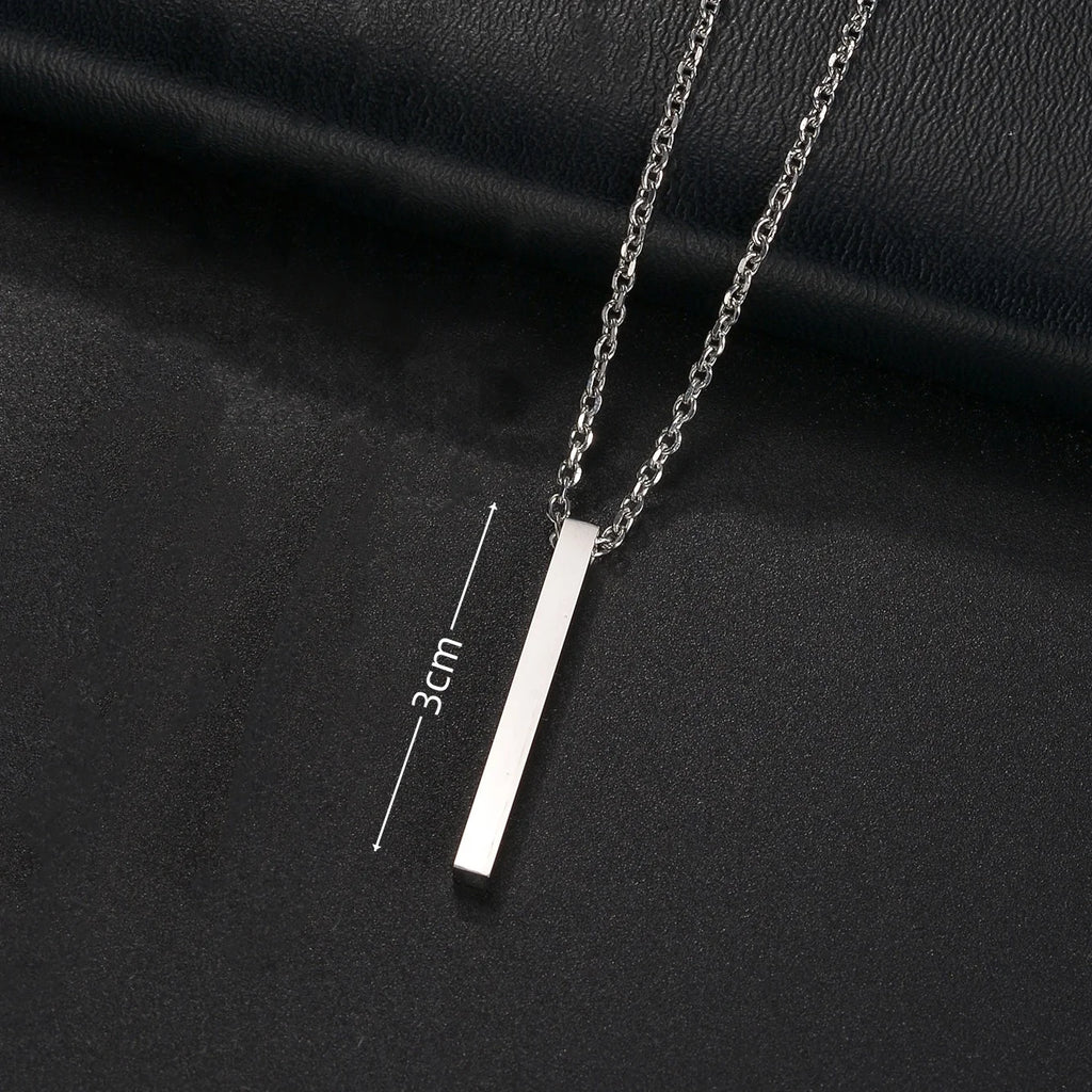 Minimal Wishing Bar Pendant Necklace — Stainless Steel
