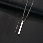 Minimal Wishing Bar Pendant Necklace — Stainless Steel