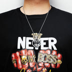 Retro Skull Engine Necklace Chain Machine 316L Stainless Steel Men Skeleton Pendant Rock Punk for Male Biker Rider