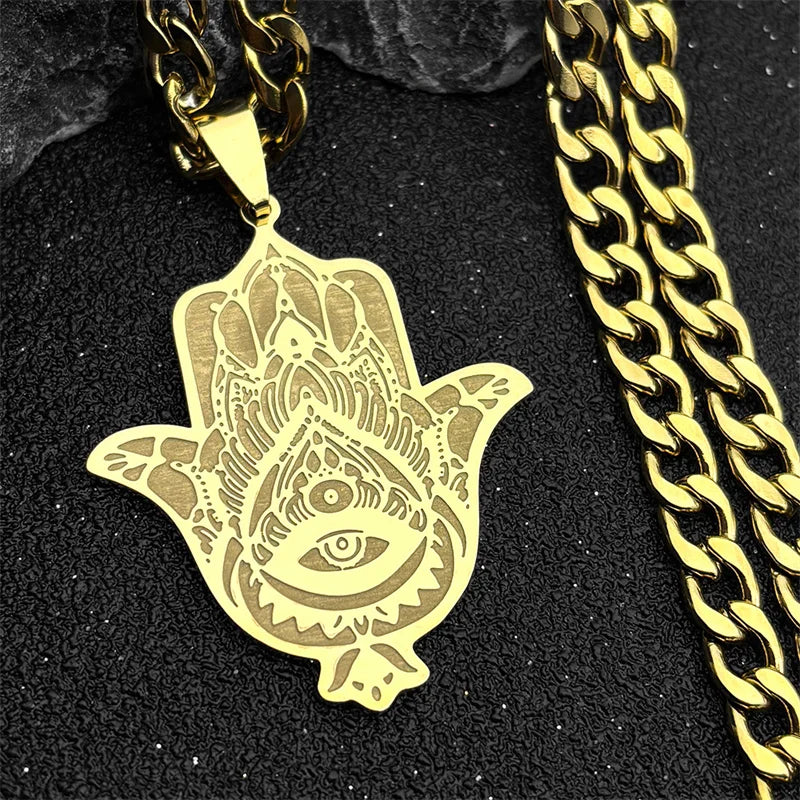 Fatima Hand Pendant Necklace — Silver