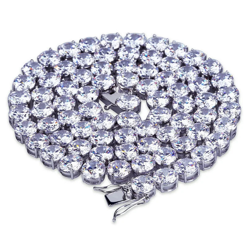 Iced Out Tennis Link Chain Necklace 10mm — Copper Alloy