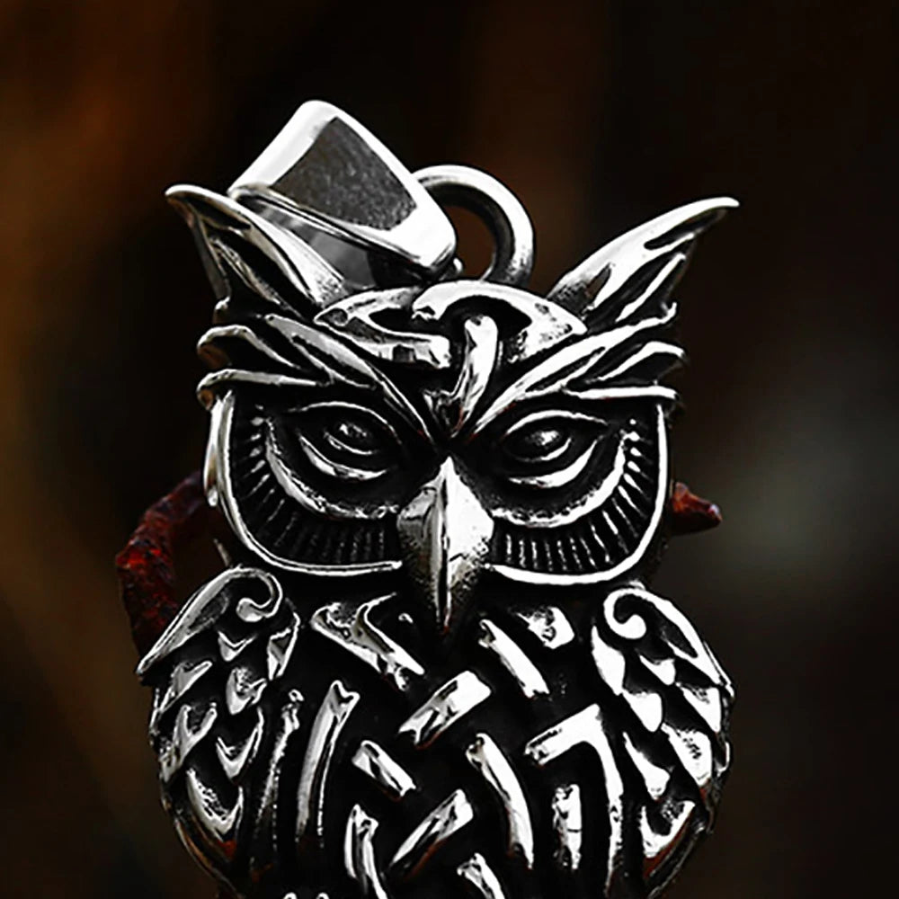 Vintage Nordic Viking Owl Pendant Necklace For Men 316L Stainless Steel Punk Biker Animal Necklaces Fashion Charm