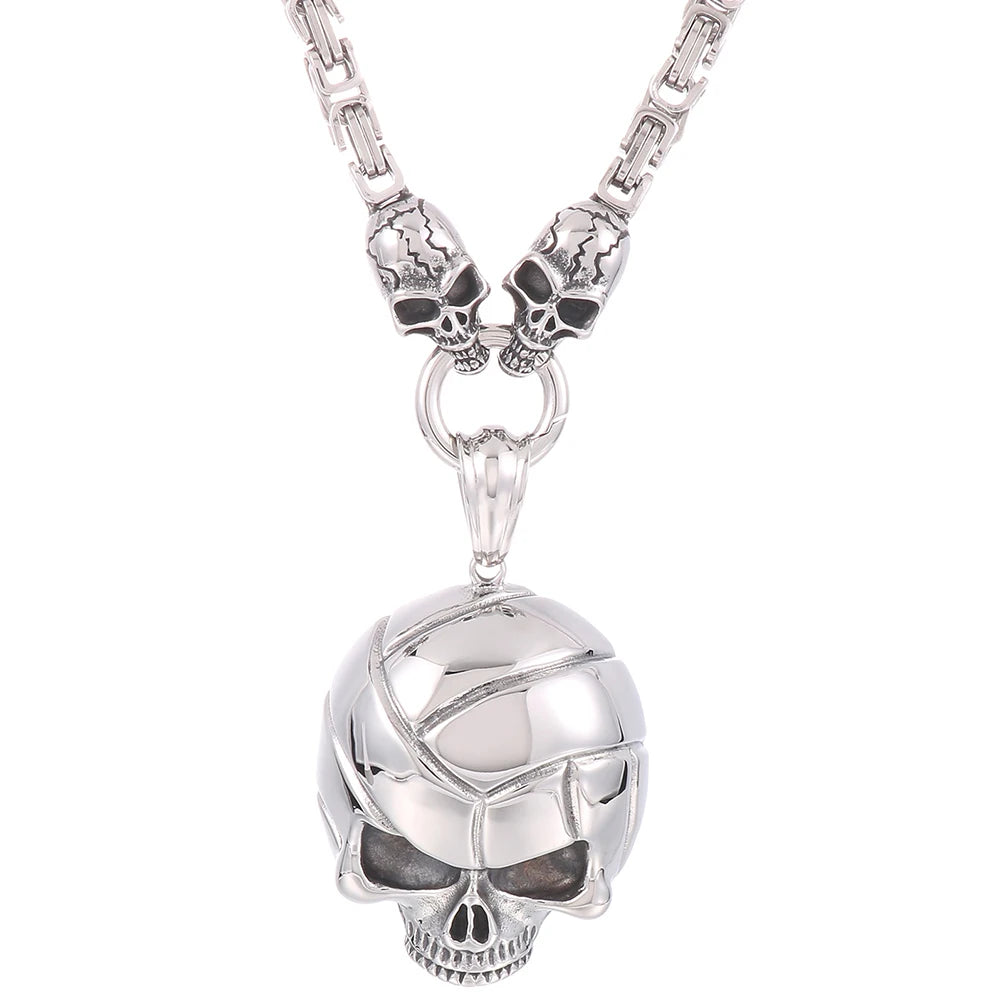 Punk Skull Head Pendants Necklaces for Men Stainless Steel Men's Pendant Necklace With 45--72CM Long Chain Halloween