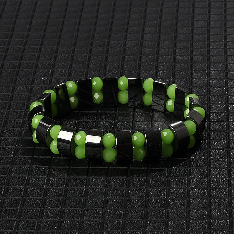 Hematite Therapy Stretch Bracelet — Mixed Metal