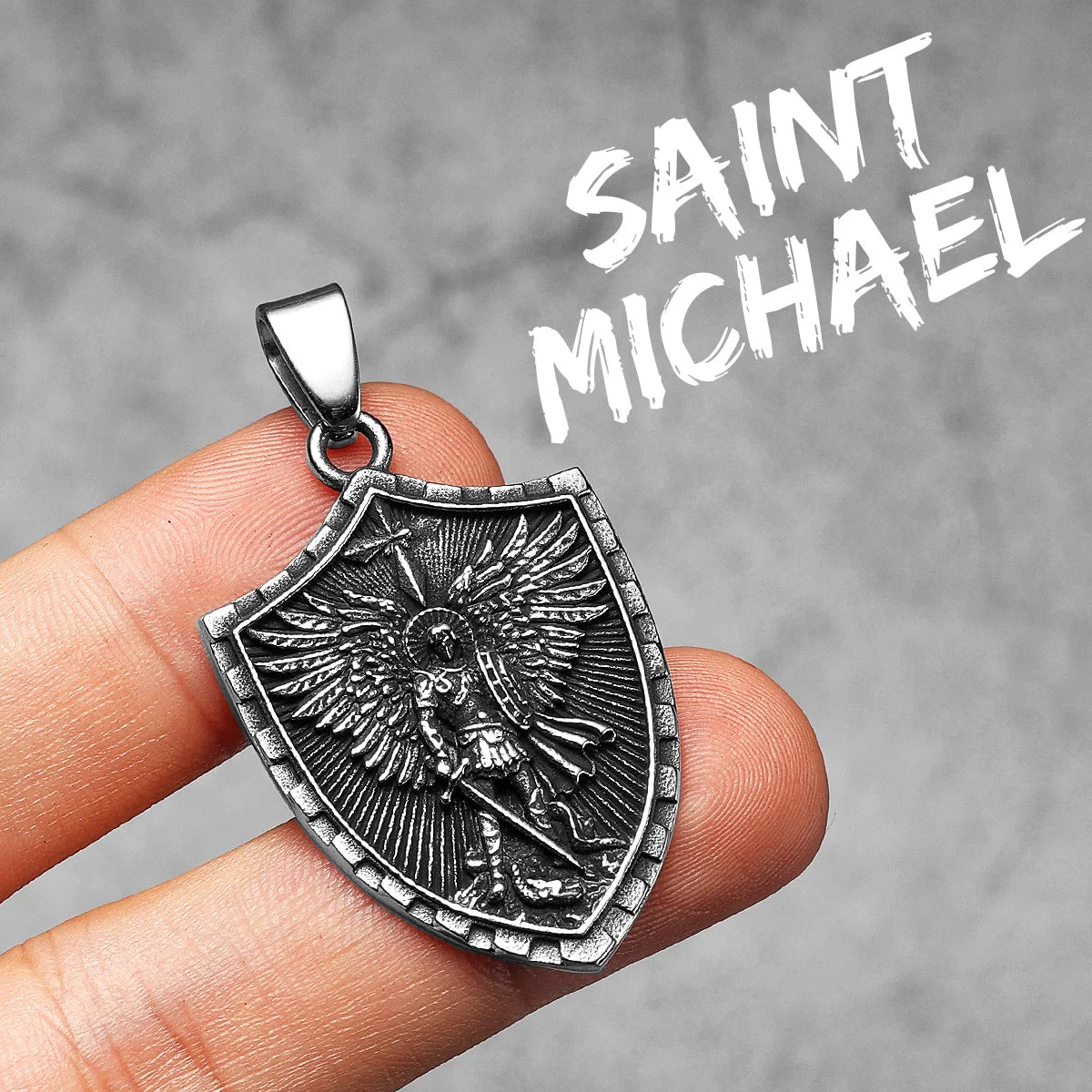 Archangel Michael Pendant Necklace Stainless Steel