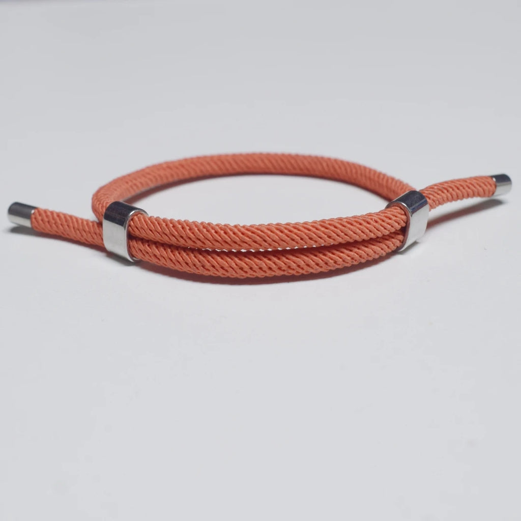Adjustable Woven Cord Bracelet — Stainless Steel Sliding Clasp