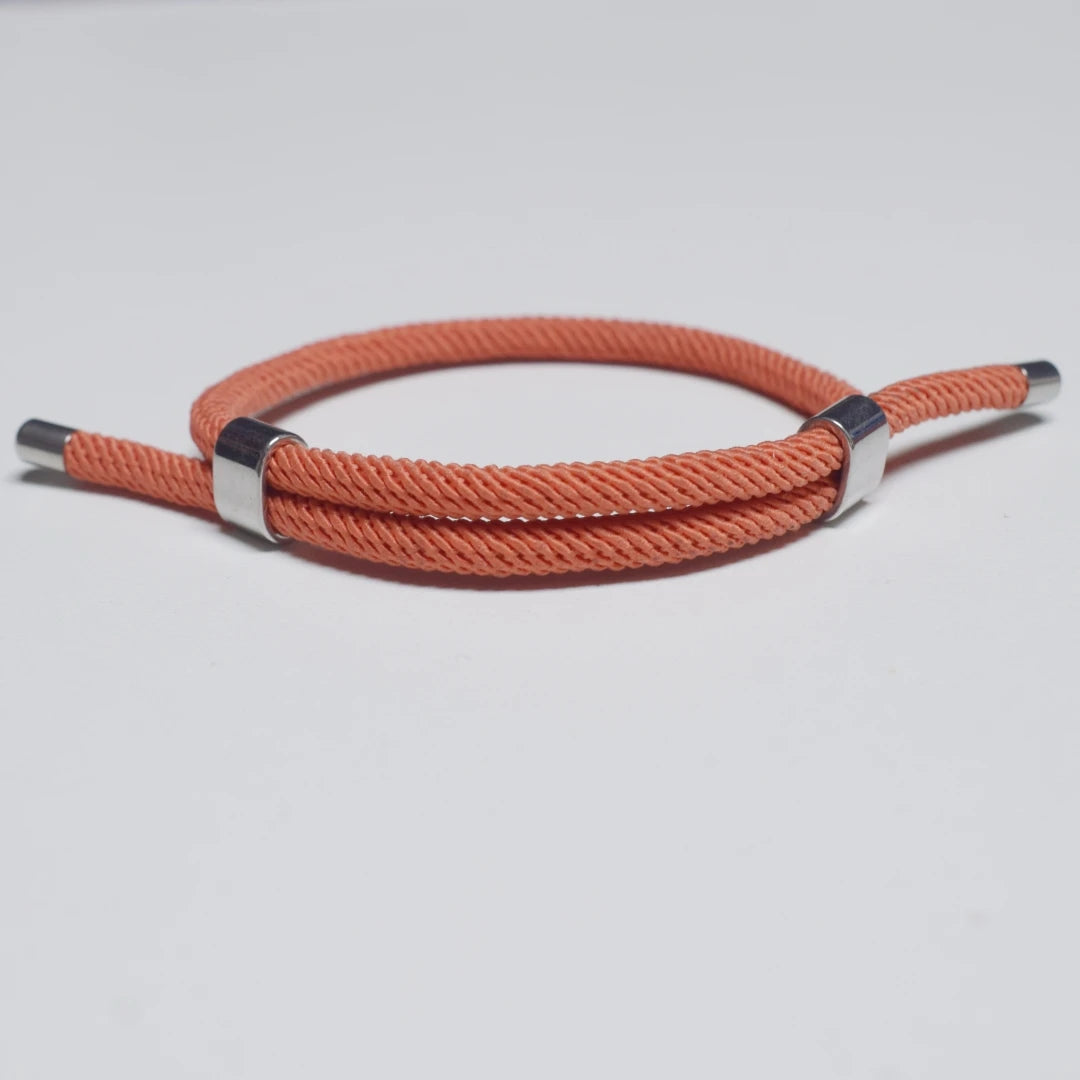 Adjustable Woven Cord Bracelet — Stainless Steel Sliding Clasp