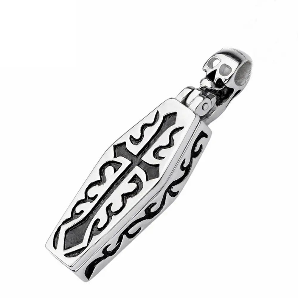 Skeleton Coffin Steampunk Cross Necklace — Stainless Steel