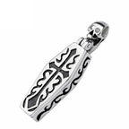 Stainless Steel Men Human Skeleton Coffin Steampunk Necklace Chain Cross Pendant