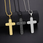Cross Steel Pendant Bible Verse 316L Religious