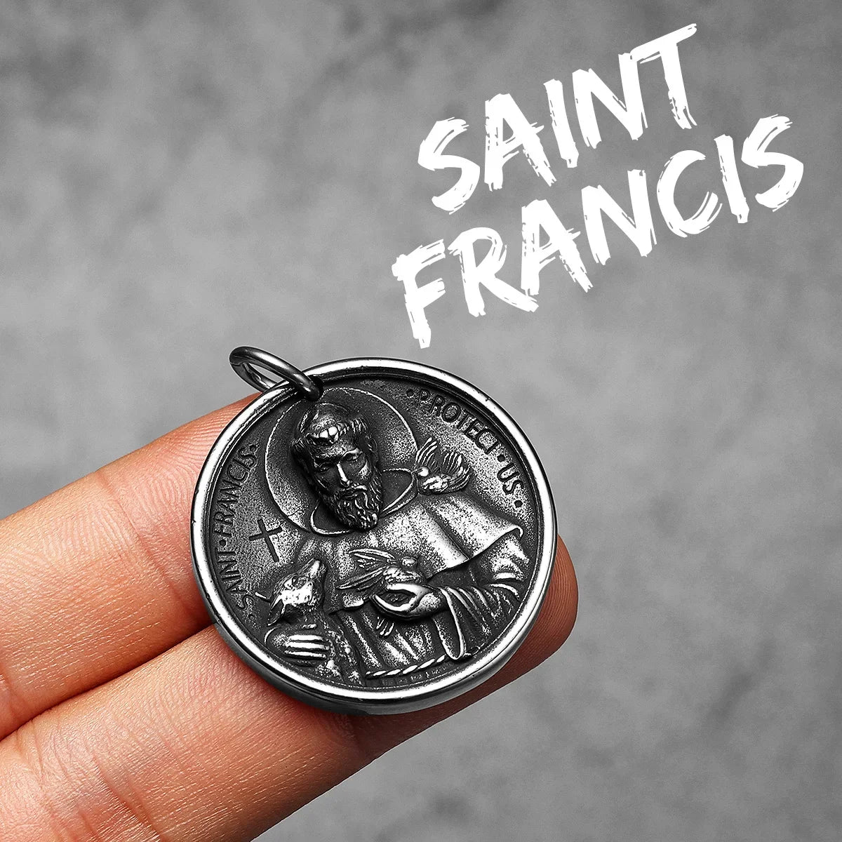 St. Francis Cross Pendant Necklace — Stainless Steel