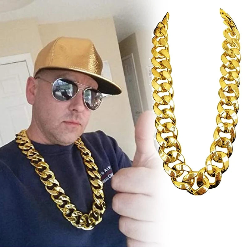 Hip Hop Gold Color Big Acrylic Chunky Chain Necklace For Men Punk Oversized Large Plastic Link Chain Men's Jewelry