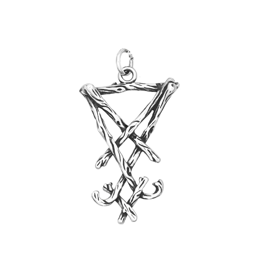 Classic Vintage Seal of Lucifer Satanic Pendant Stainless Steel Black Simple Pentagram Group Necklace For Men Biker