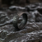 Viking Vegvisir Norse Runes Ring Antique Black — Stainless Steel
